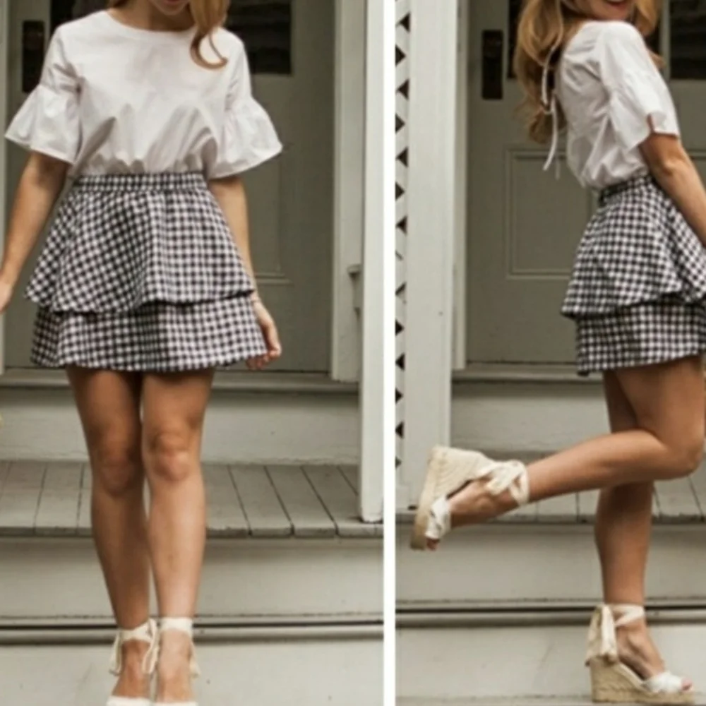 Pre-owned Madewell Monochrome Layered Mini Skirt - Picture 2 of 8